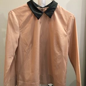French Connection leather collared shirt